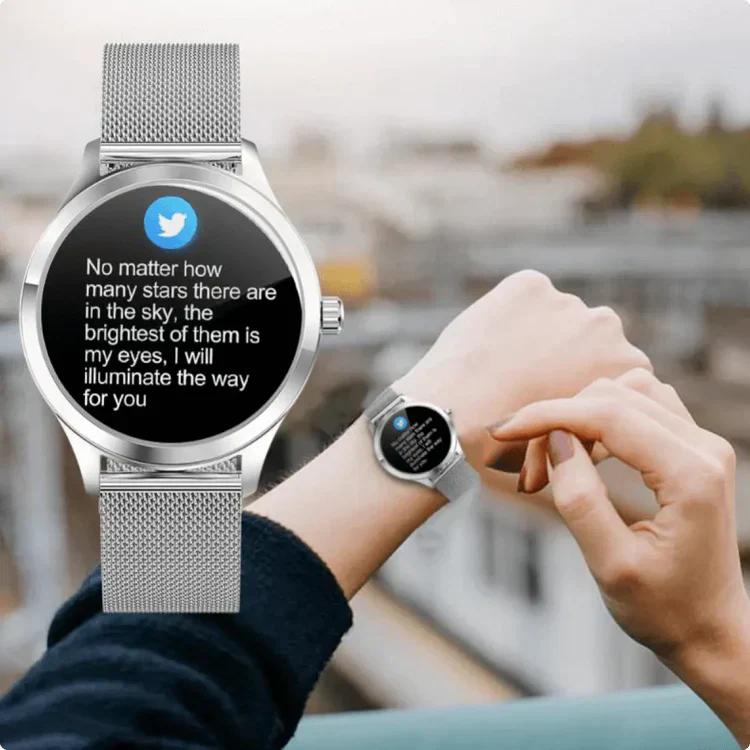 AstraNova Luksusowy smartwatch damski — wyświetlacz z kryształowym ekranem