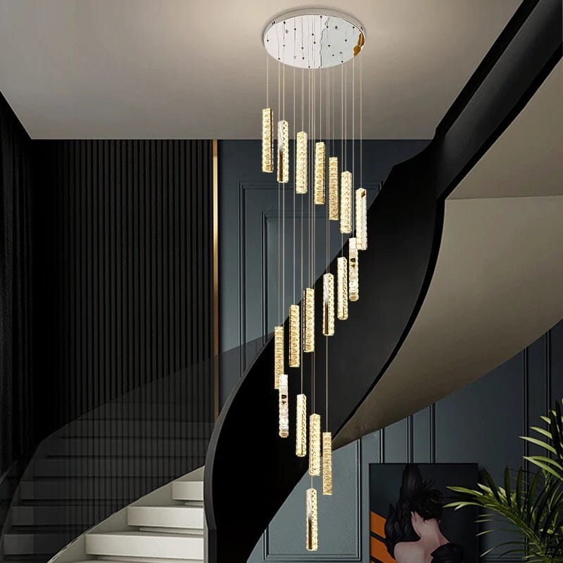 LustreCrest Kristall-Kronleuchter für Treppen mit integrierter LED-Beleuchtung