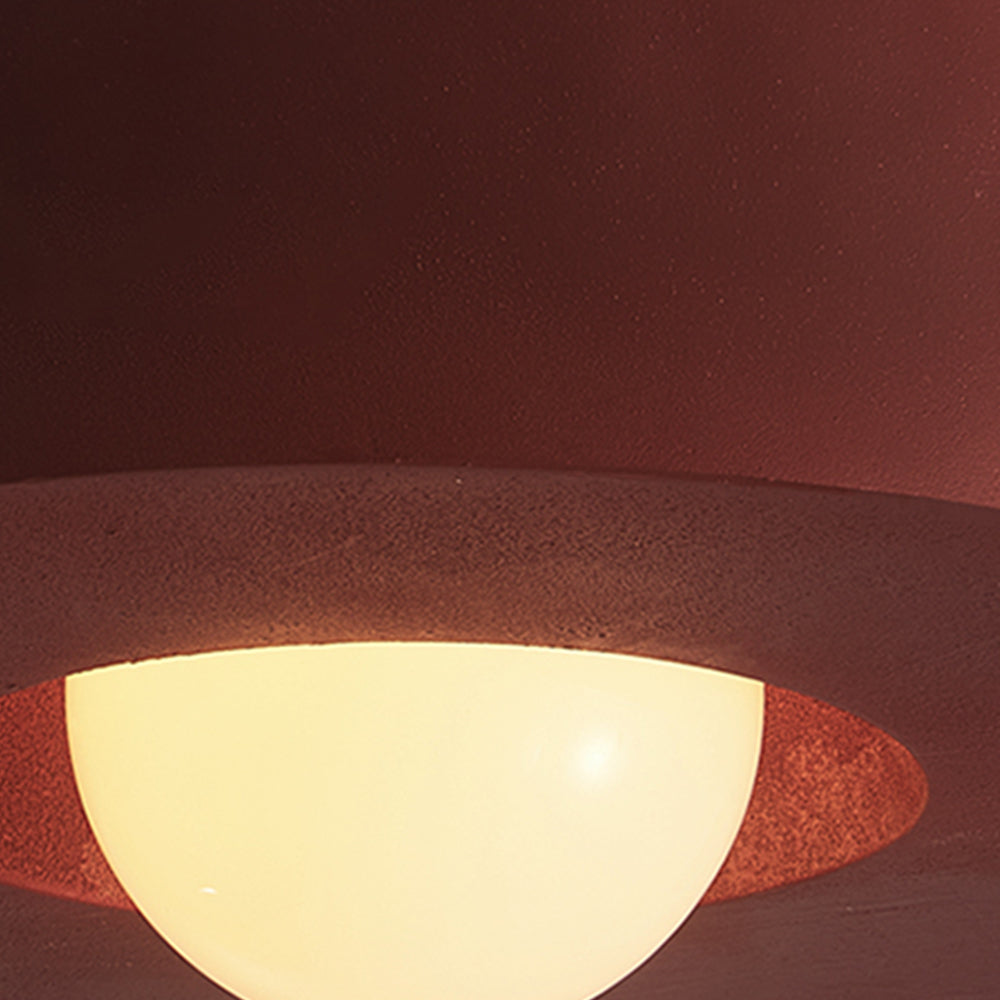 Nordic Wabi-Sabi Resin Cylinder Ceiling Lamp — Dimmable 30cm, Flush Mount, Black, Green & Red