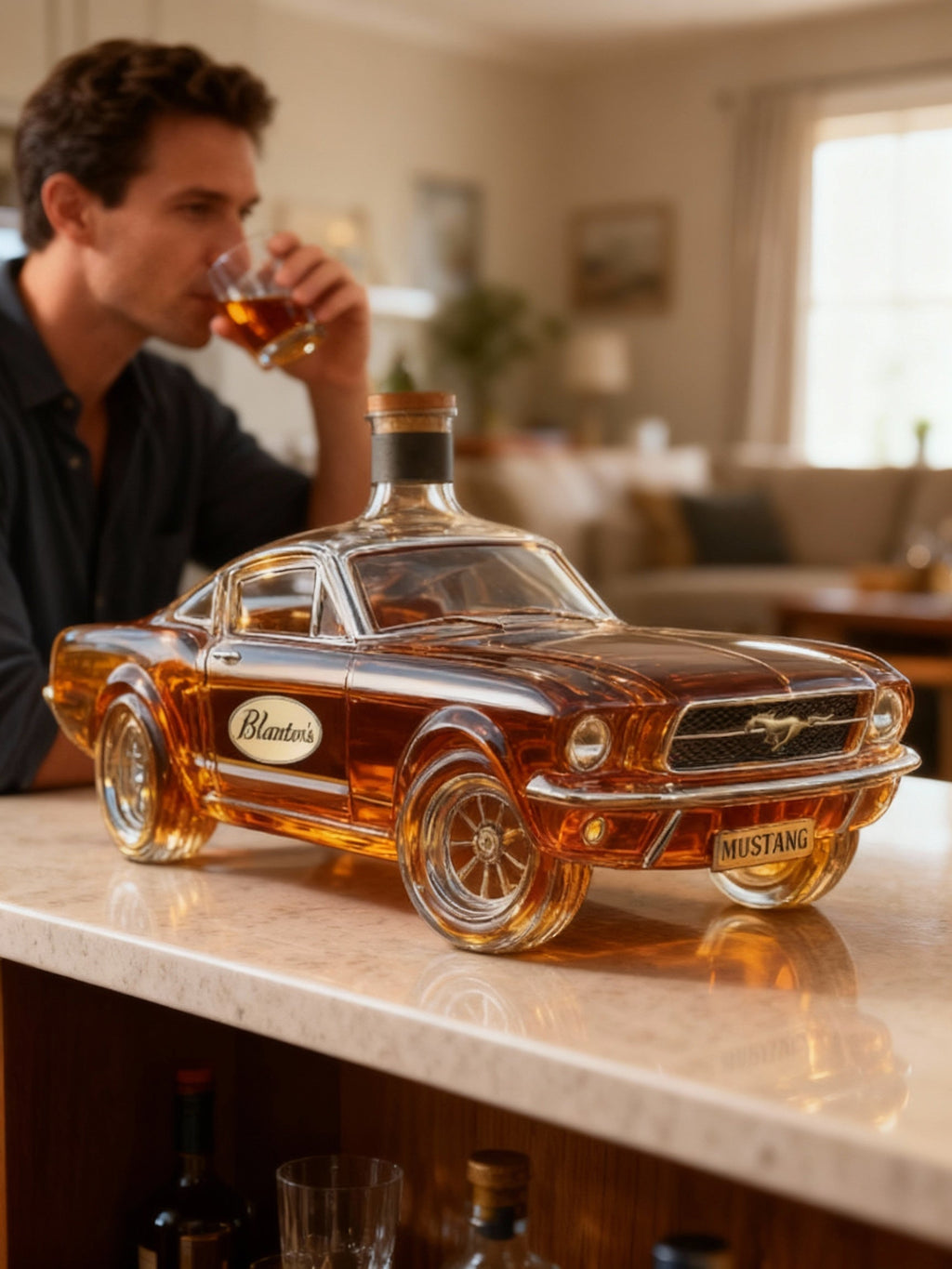 Mustang Car Whiskey Decanter – Glass Collectible Home Bar & Gift | Filindra