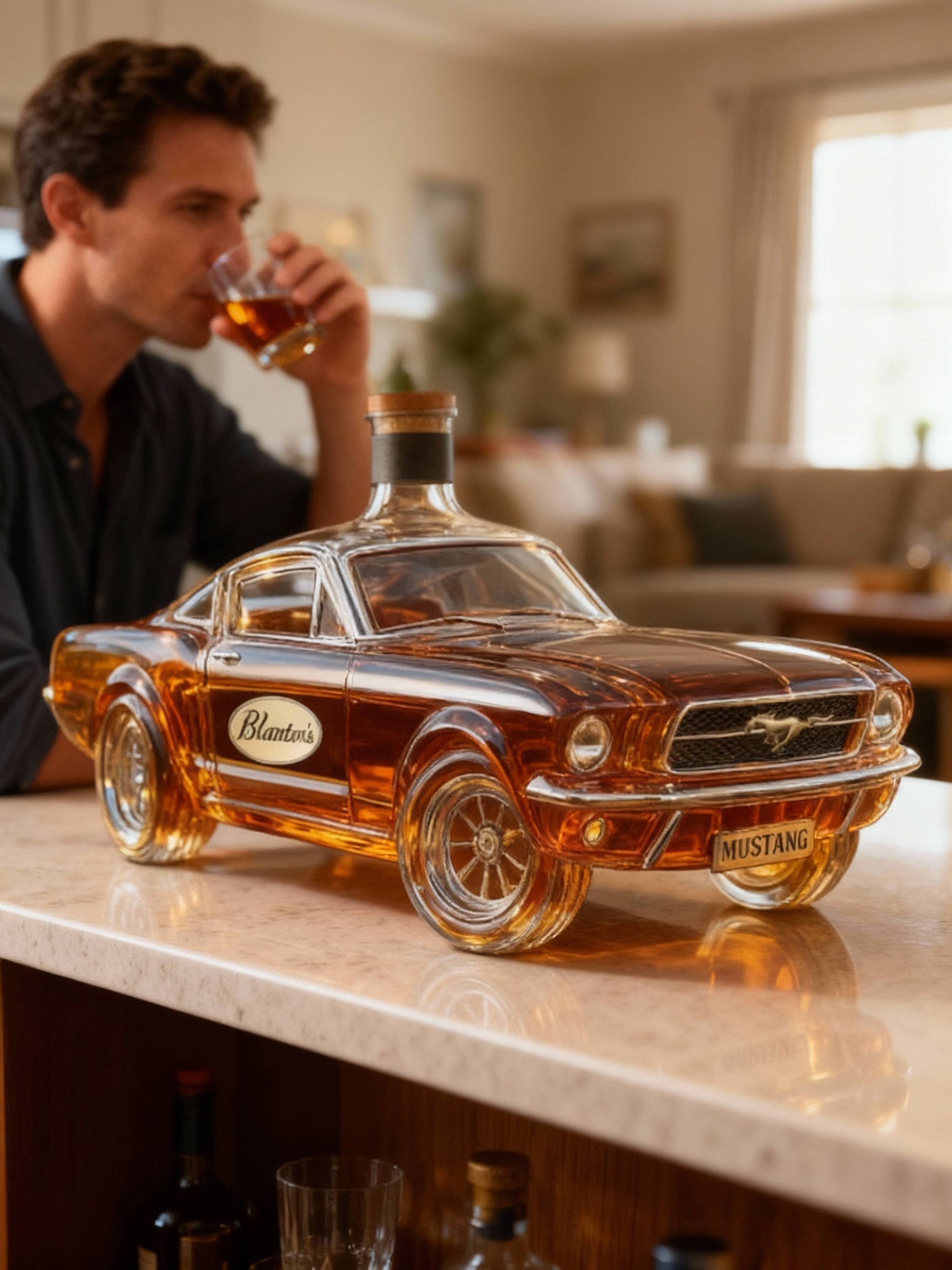 Mustang Car Whiskey Decanter – Glass Collectible Home Bar & Gift | Filindra