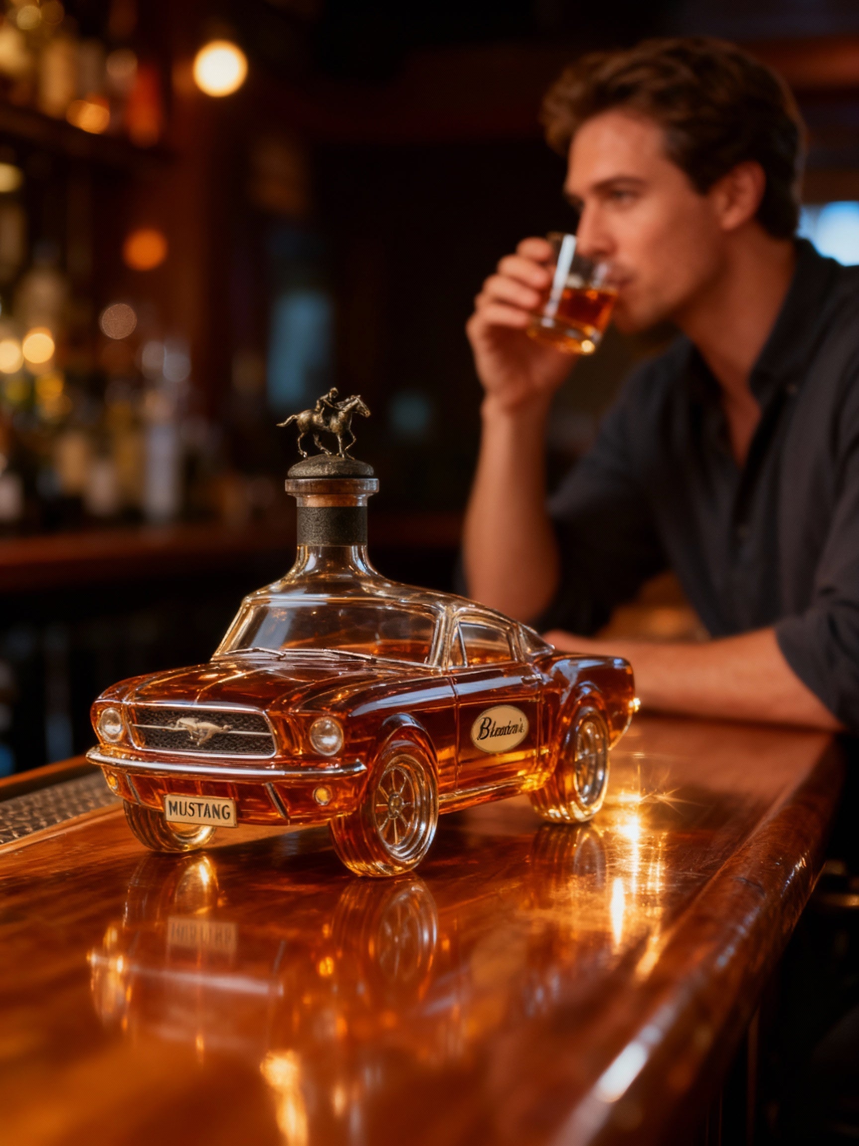 Mustang Car Whiskey Decanter – Glass Collectible Home Bar & Gift | Filindra