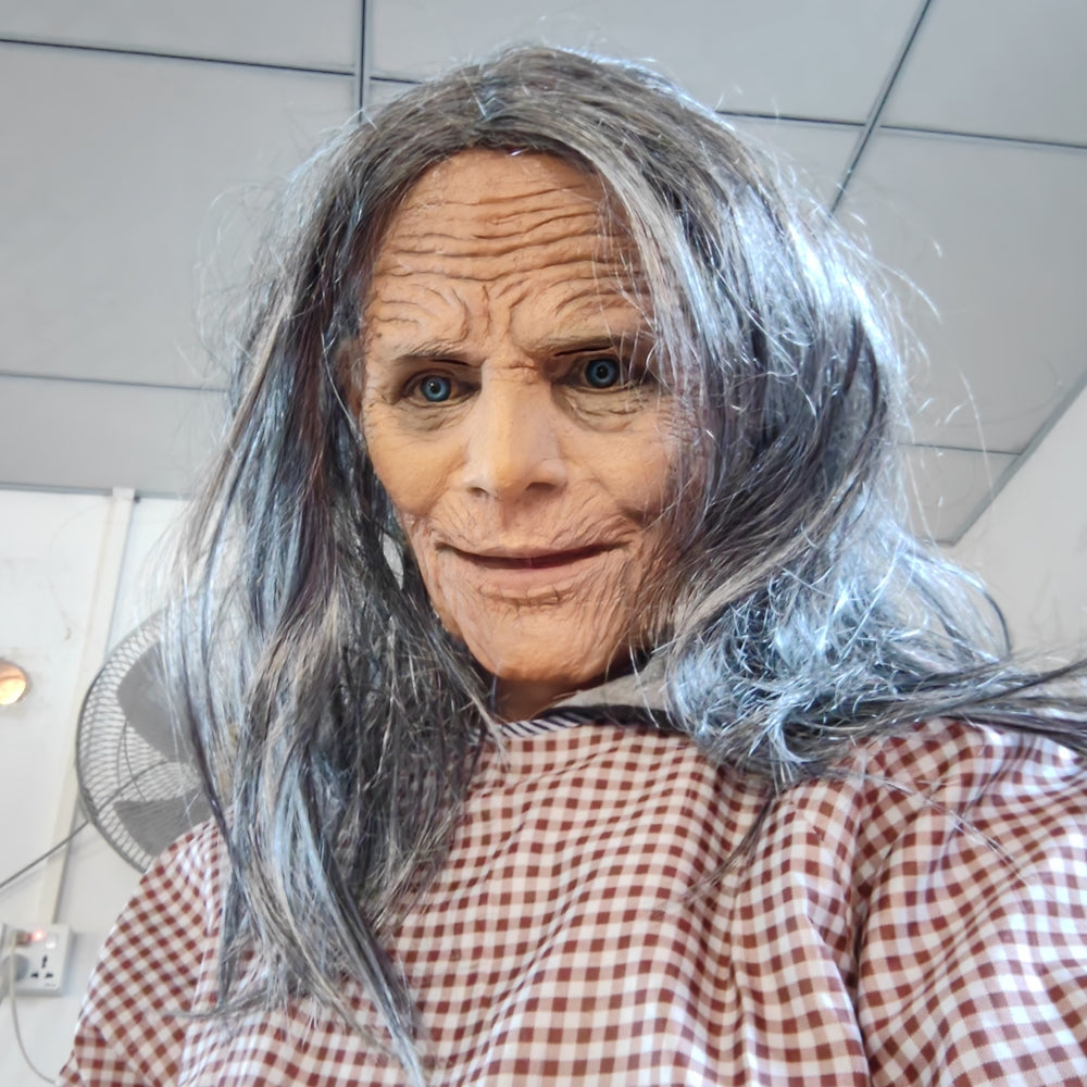 Mască de vrăjitoare bătrână — mască de față cu personaj înfricoșător de Halloween