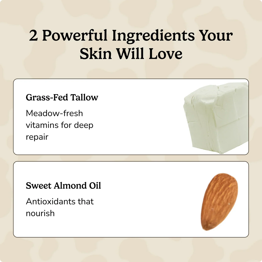Grass-Fed Tallow Facial Moisturizer — Whipped Texture, Fast Absorption