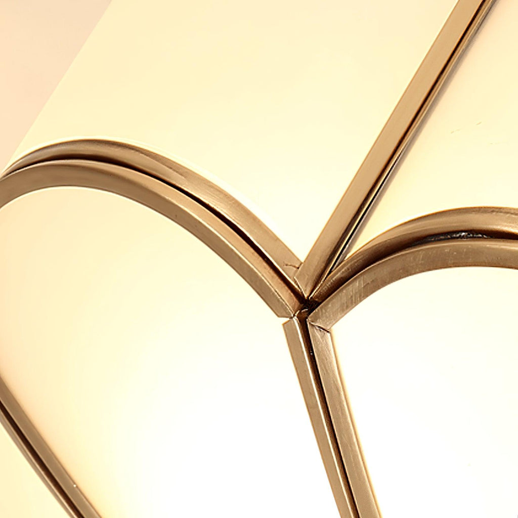 Gold Brass Round Ceiling Light — Anti-Glare Glass Panel, Diffused Warm Glow
