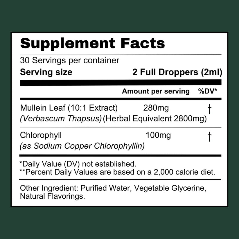 Natural Mullein Chlorophyll Daily Breathing Support Blend
