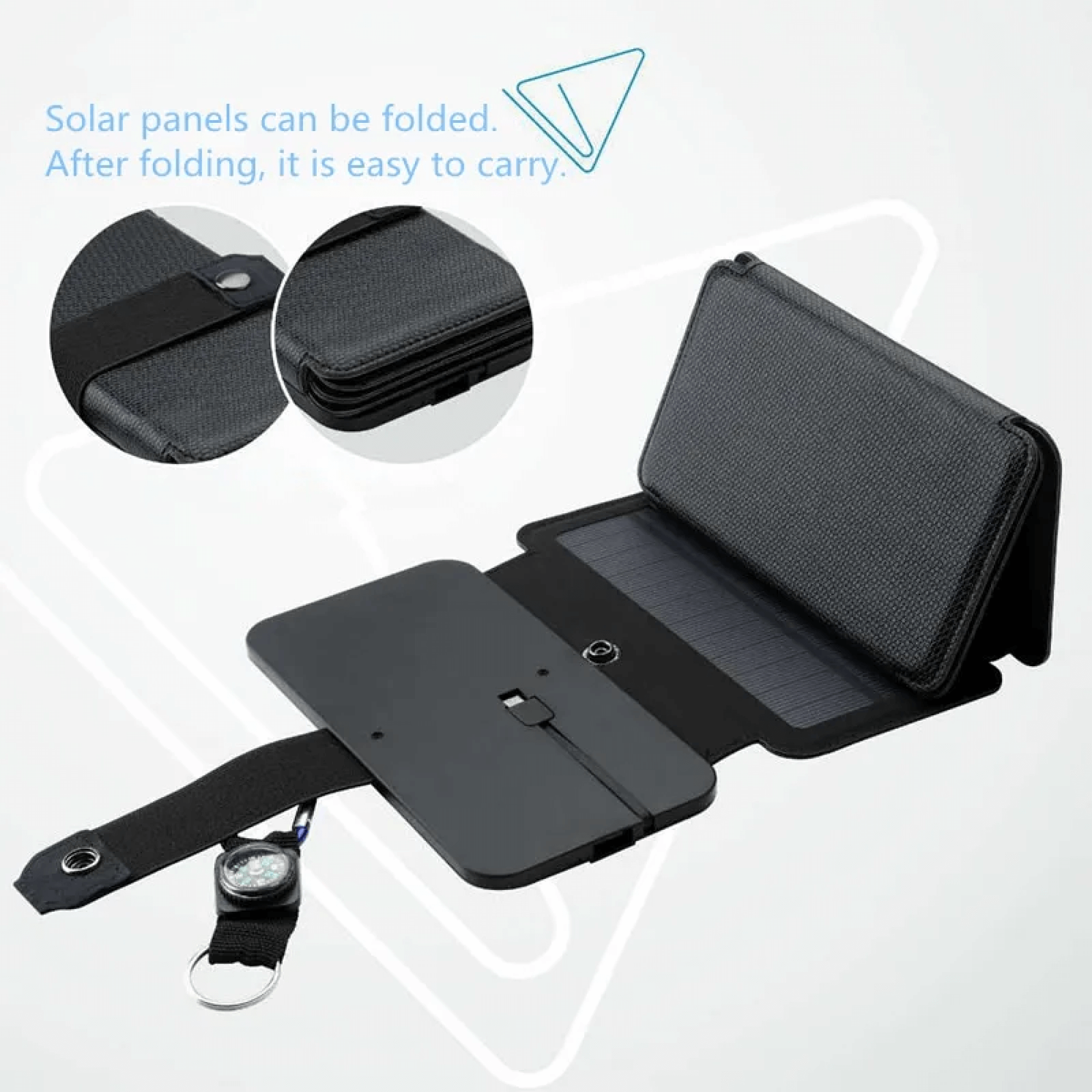 Baterie externă solară portabilă SunPeak — design compact pliabil