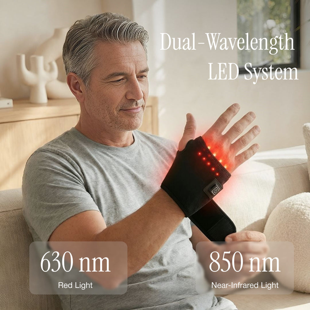 LumiThera Flex LED-Handgelenkbandage mit zwei Wellenlängen, 660nm Rotlicht und 850nm Nahinfrarot