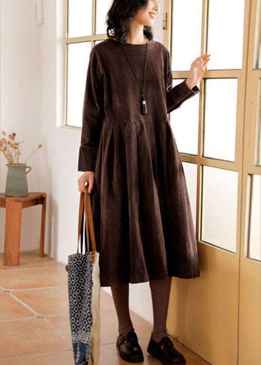 Kleid aus Cord in Französischem Blau in Übergröße - Knopf-Patchwork, Taschen