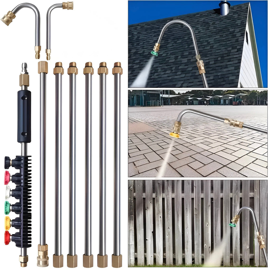 4000 PSI Telescoping High Pressure Power Washer Extension Wands For Gutter & Roof Drainage & Walls Cleaning | Filindra