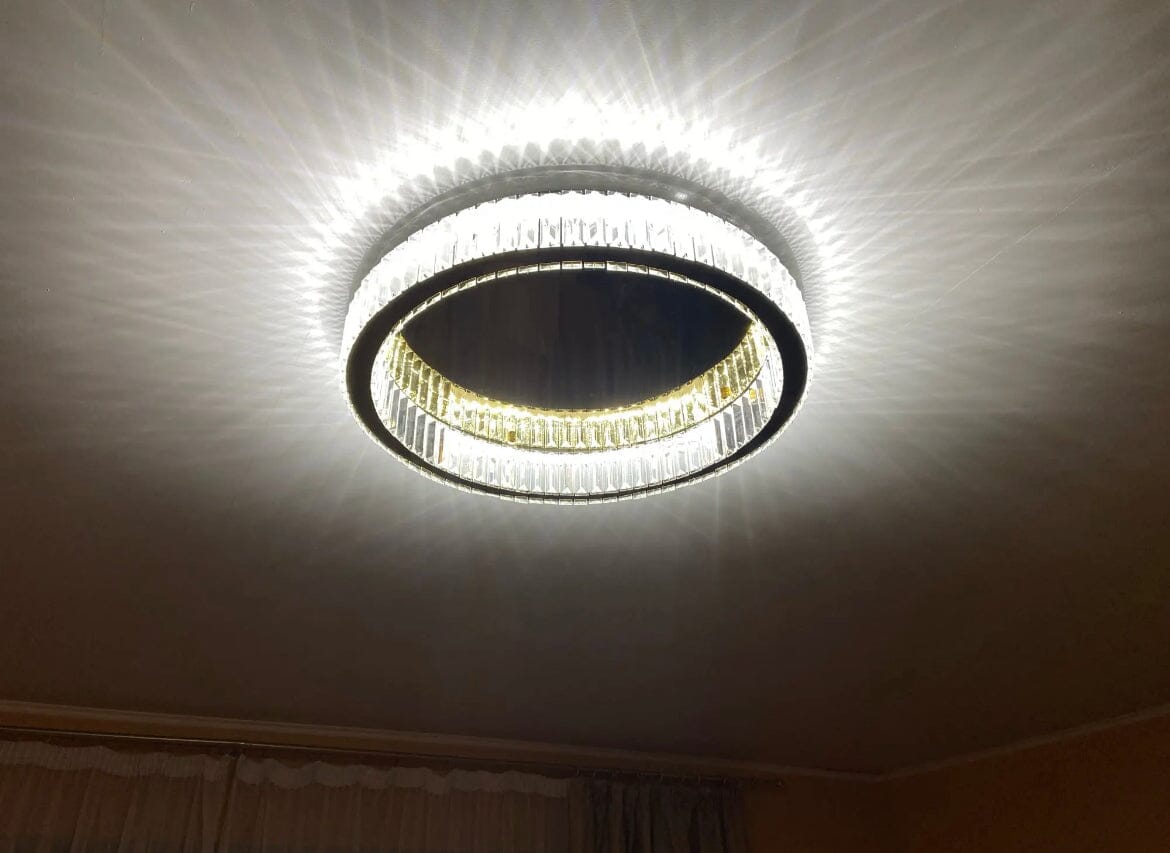 Lampe lustre circulaire en cristal Penelope - éclairage doux et romantique