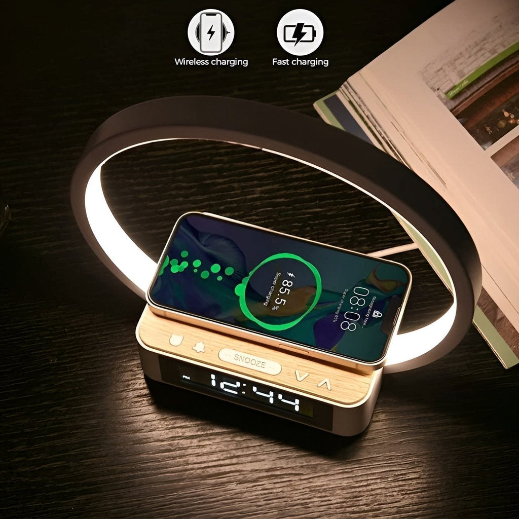 3-in-1 Table Lamp – Wireless Charging, Alarm Clock & Touch Control | Filindra