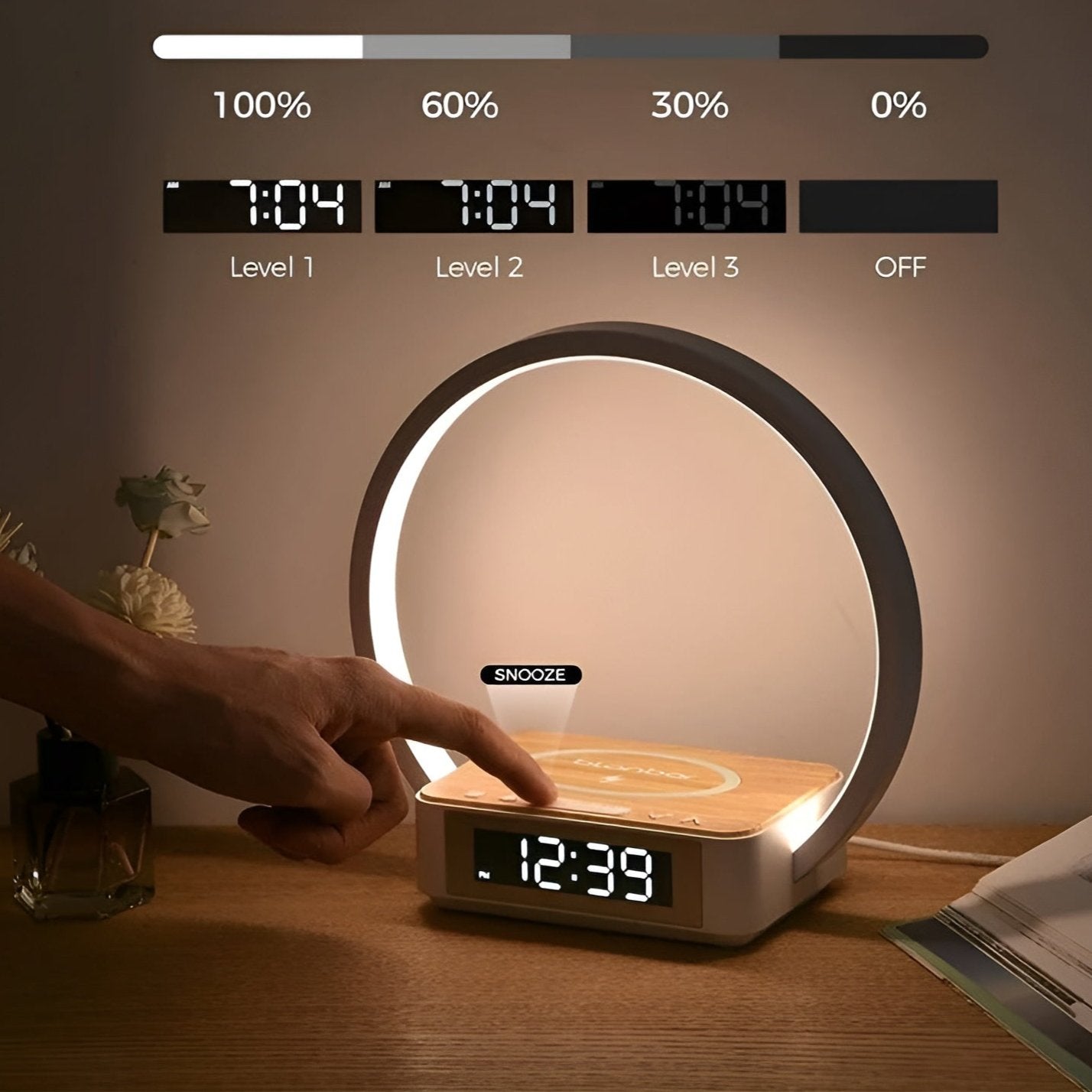 3-in-1 Table Lamp – Wireless Charging, Alarm Clock & Touch Control | Filindra