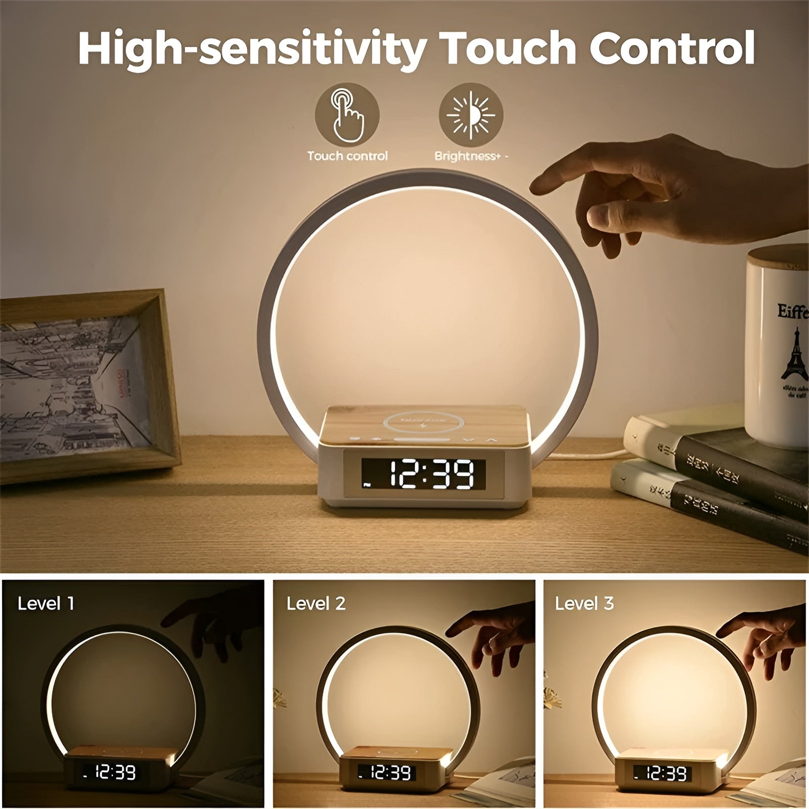 3-in-1 Table Lamp – Wireless Charging, Alarm Clock & Touch Control | Filindra