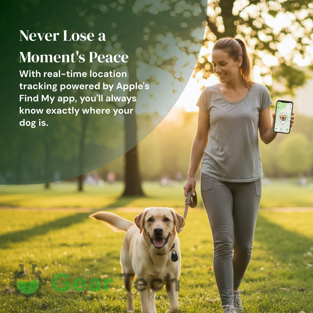Kirra waterdichte gps-tracker voor honden — realtime locatie-updates, compatibel met Zoek mijn