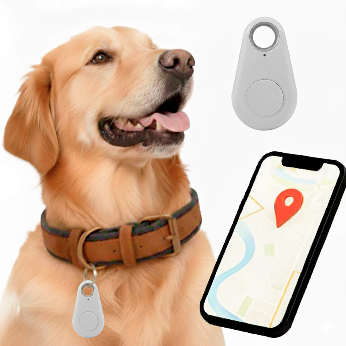 Kirra waterdichte gps-tracker voor honden — realtime locatie-updates, compatibel met Zoek mijn