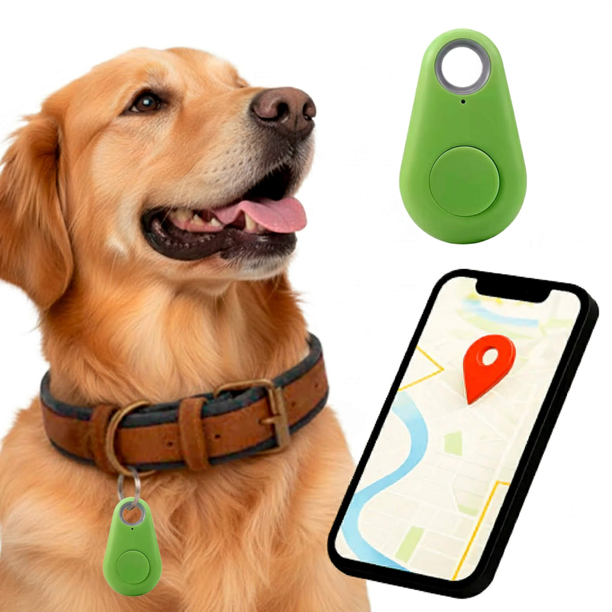 Kirra waterdichte gps-tracker voor honden — realtime locatie-updates, compatibel met Zoek mijn