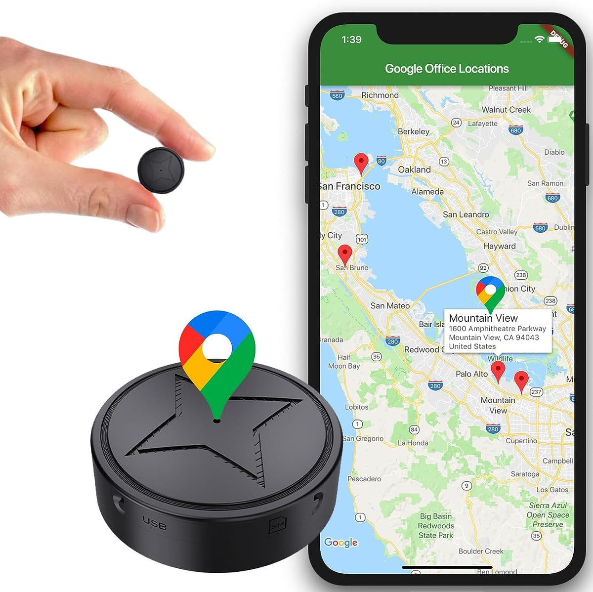 Mini localizzatore GPS — Supporto magnetico, aggiornamenti della posizione in tempo reale
