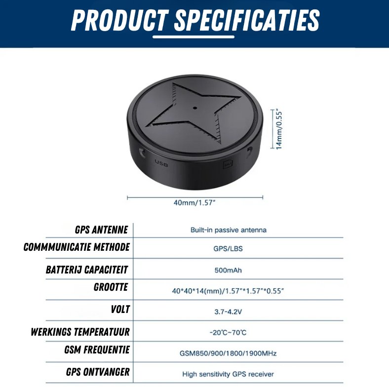 Mini localizzatore GPS — Supporto magnetico, aggiornamenti della posizione in tempo reale