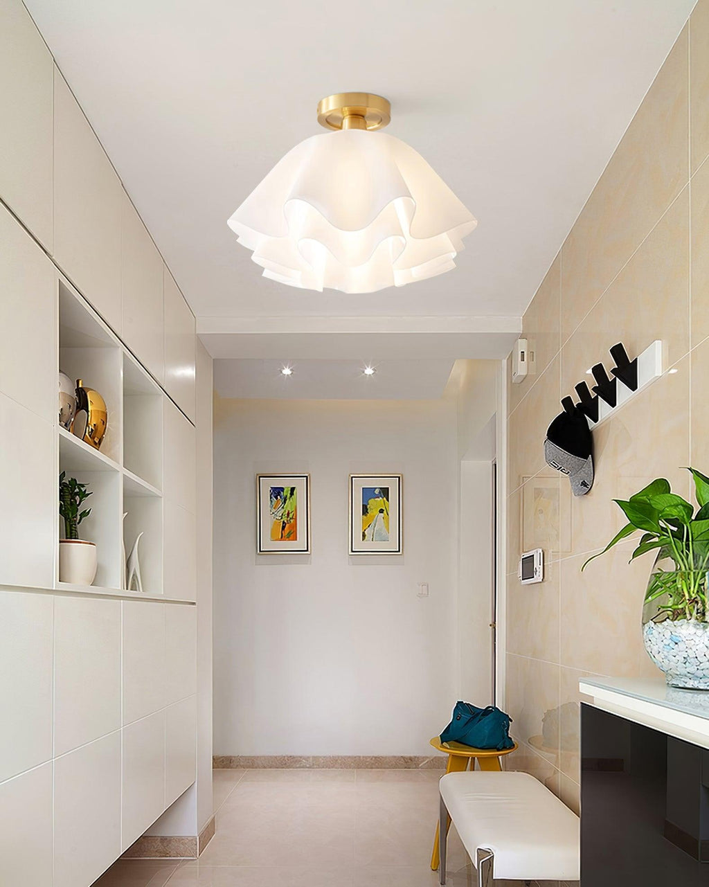 Contemporary Folded Ceiling Light — Acrylic Copper E27 LED