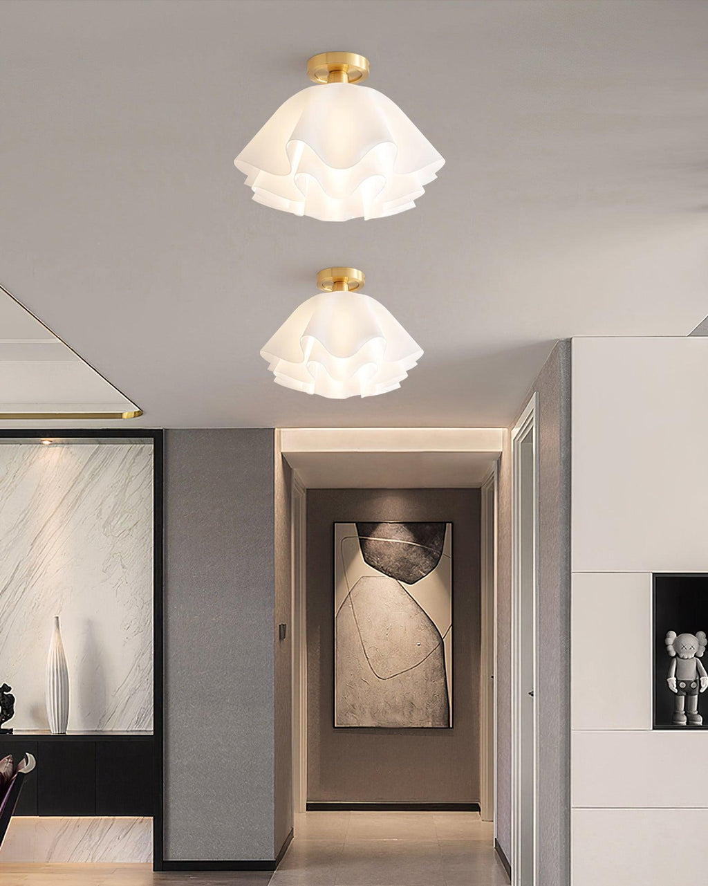Contemporary Folded Ceiling Light — Acrylic Copper E27 LED