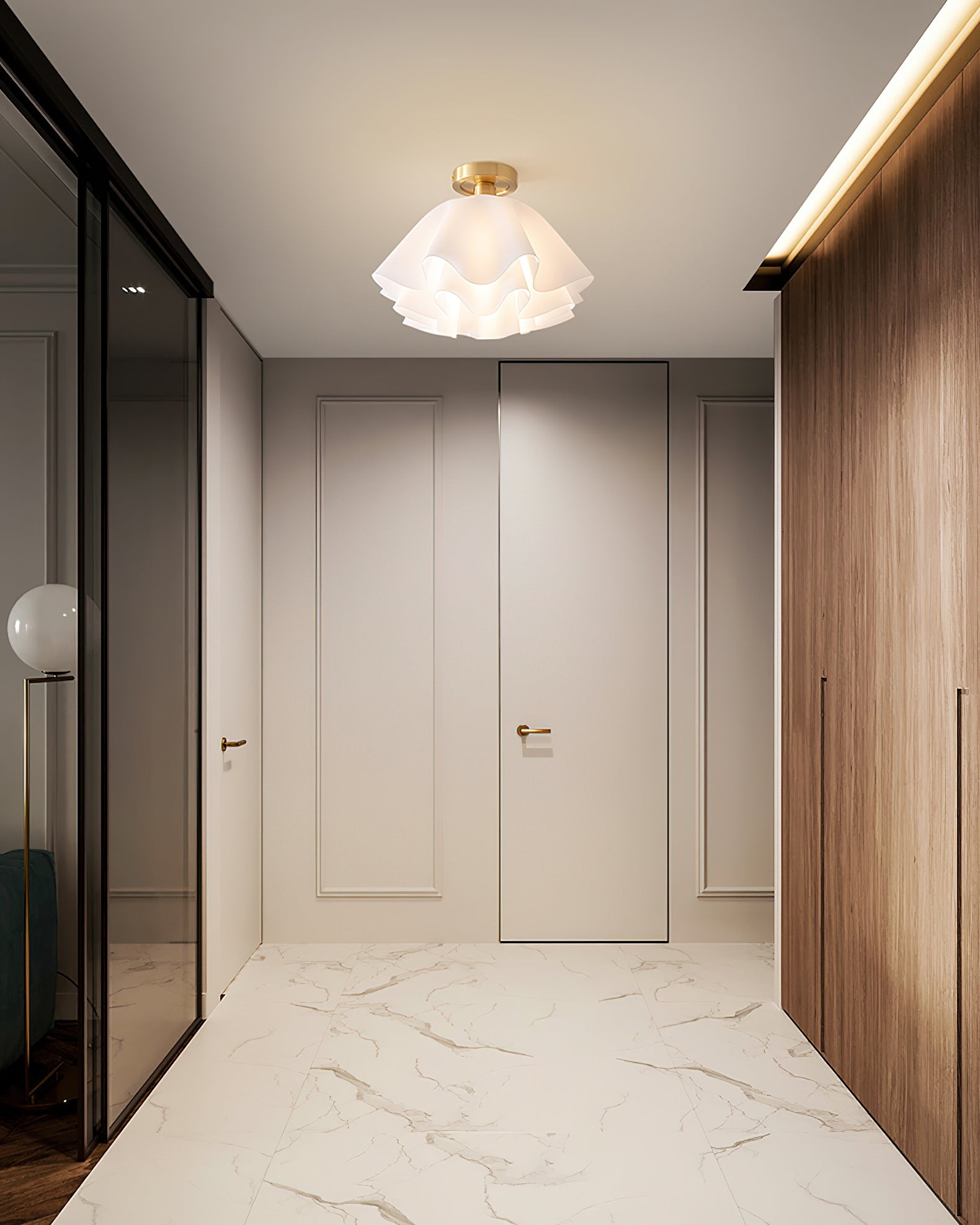 Contemporary Folded Ceiling Light — Acrylic Copper E27 LED