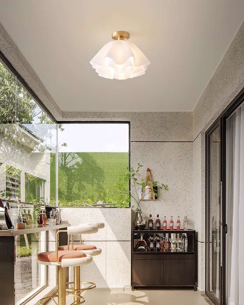 Contemporary Folded Ceiling Light — Acrylic Copper E27 LED