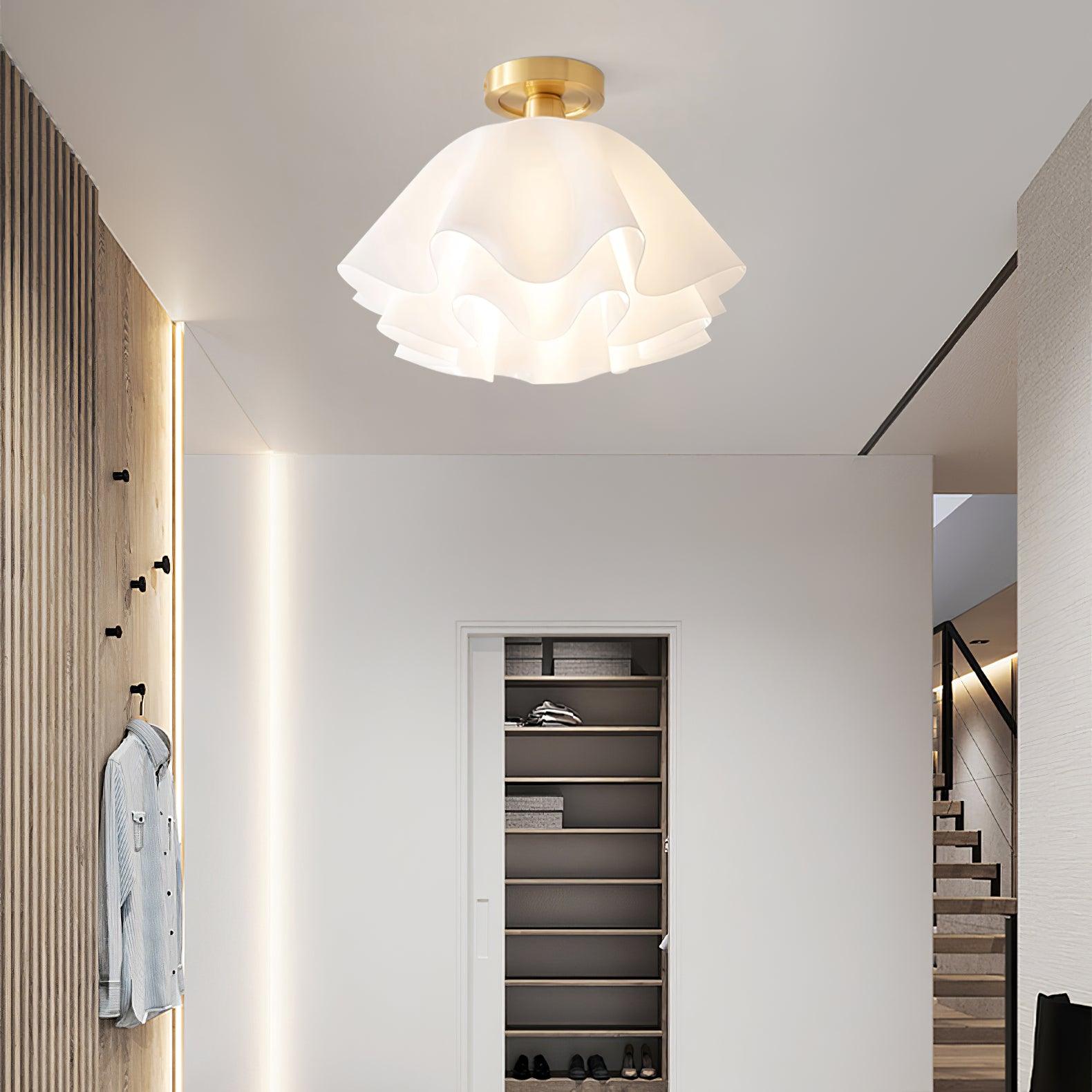 Contemporary Folded Ceiling Light — Acrylic Copper E27 LED