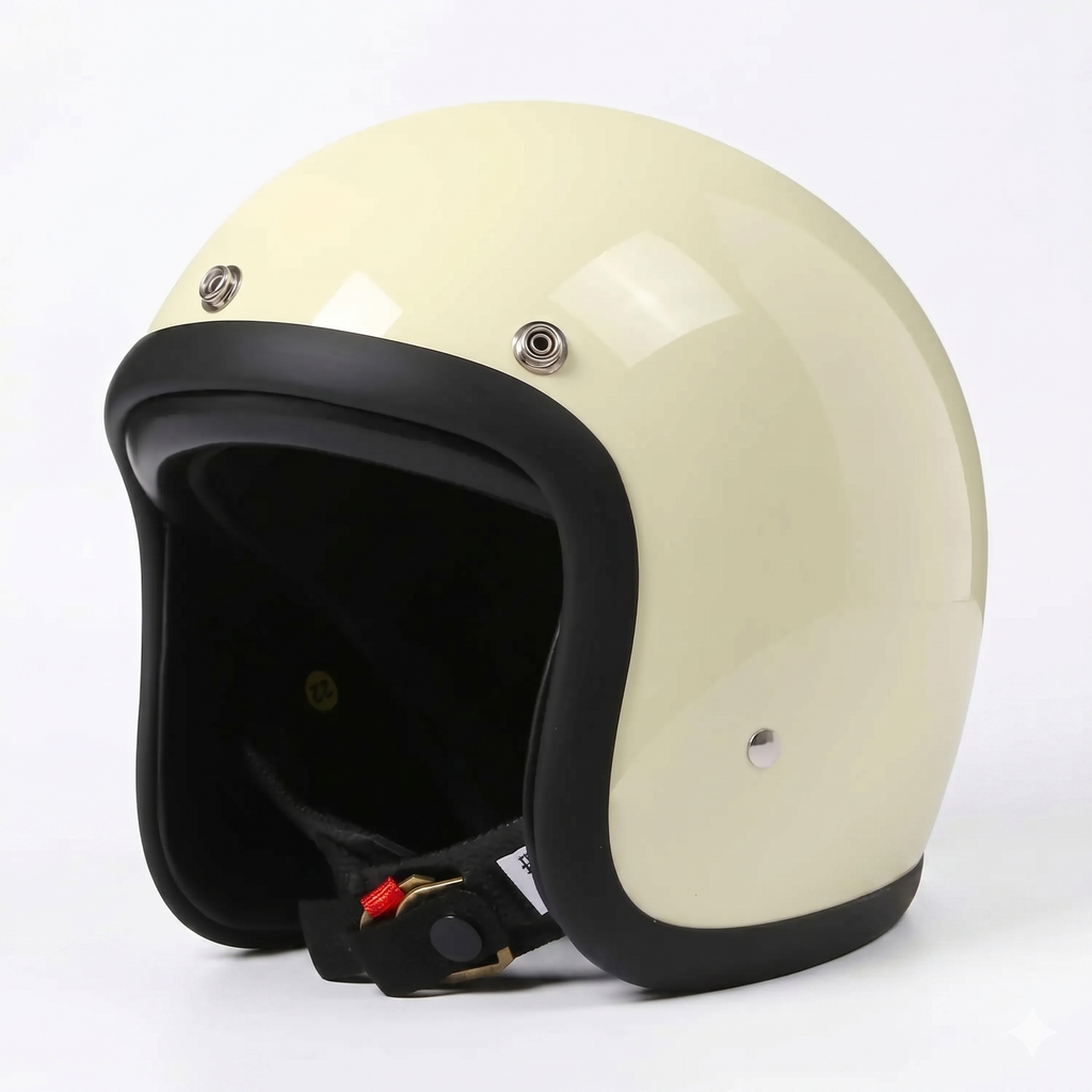 Vintage Open-Face Motorcycle Helmet — DOT and ECE Certified