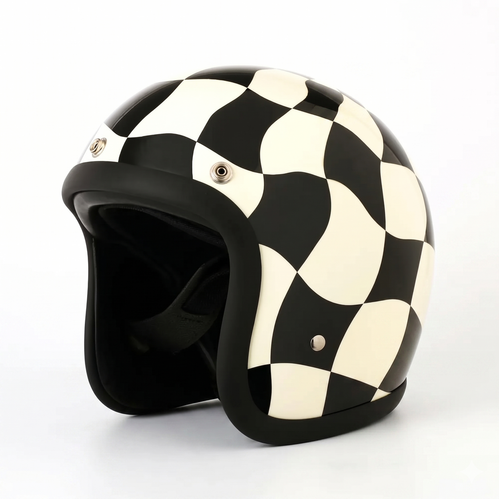 Vintage Open-Face Motorcycle Helmet — DOT and ECE Certified