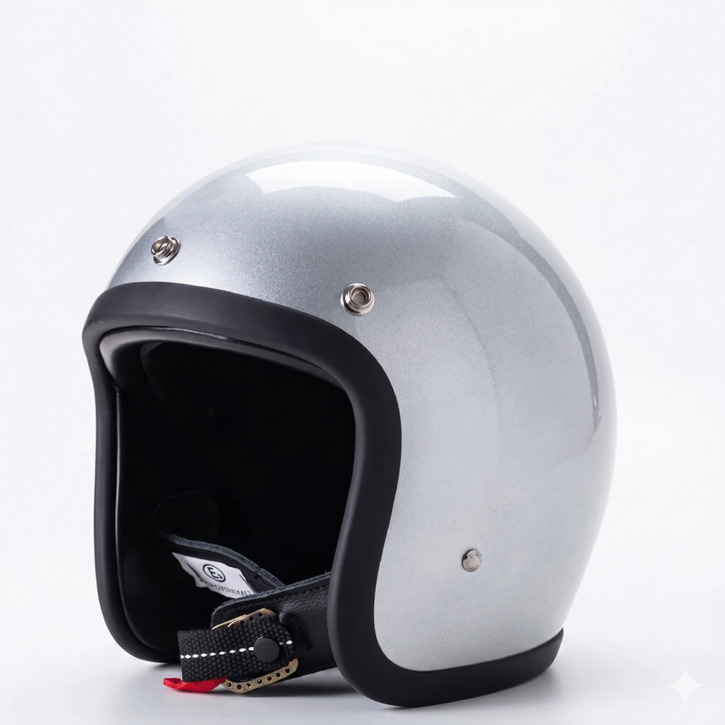 Vintage Open-Face Motorcycle Helmet — DOT and ECE Certified