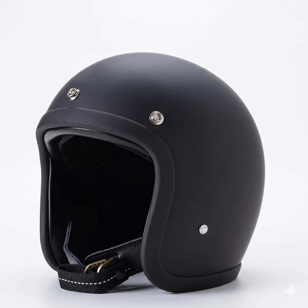 Vintage Open-Face Motorcycle Helmet — DOT and ECE Certified