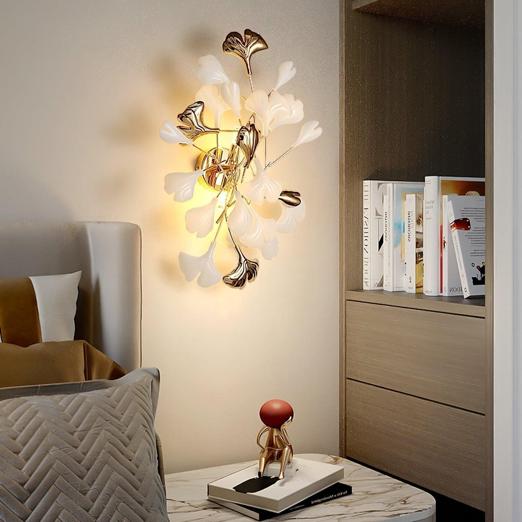 Veralon Ginkgo Ceramic Wall Light Finish Soft Matte Ambient Glow