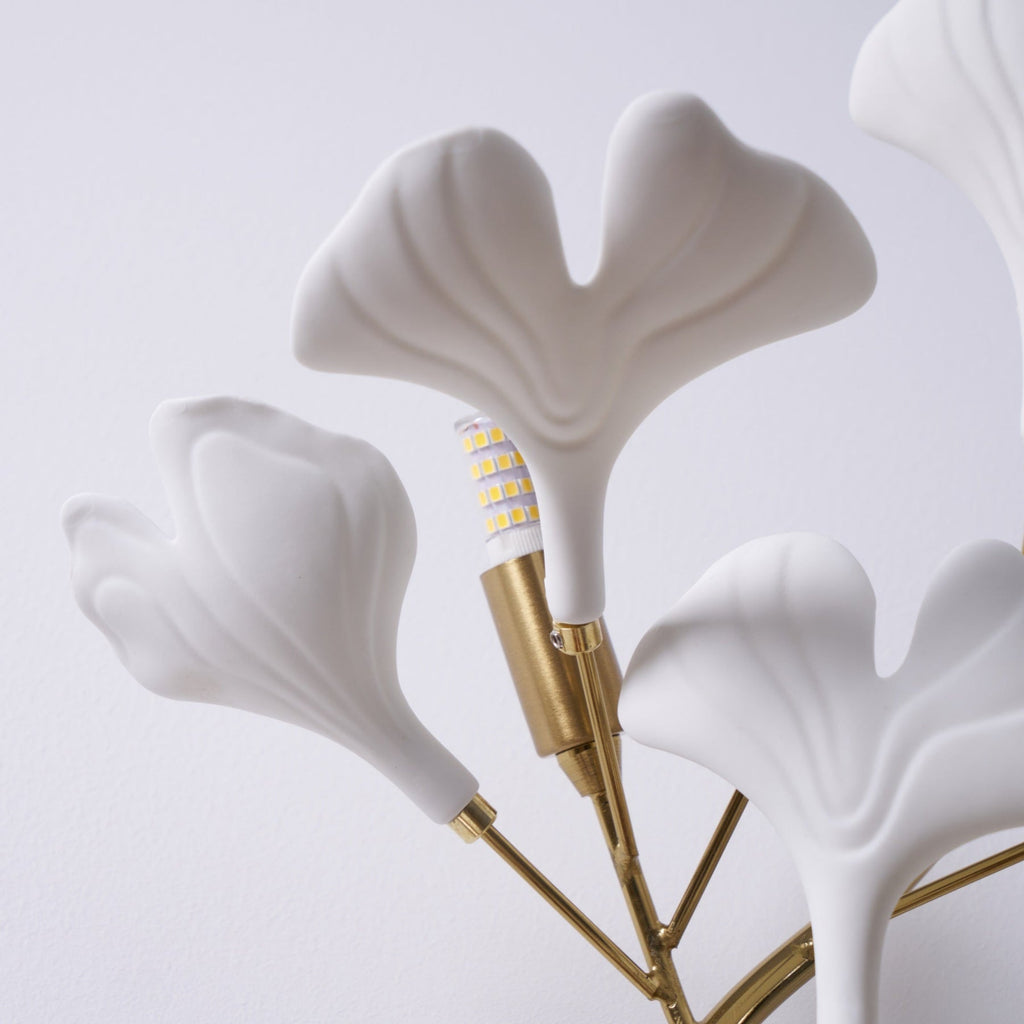 Veralon Ginkgo Ceramic Wall Light Finish Soft Matte Ambient Glow