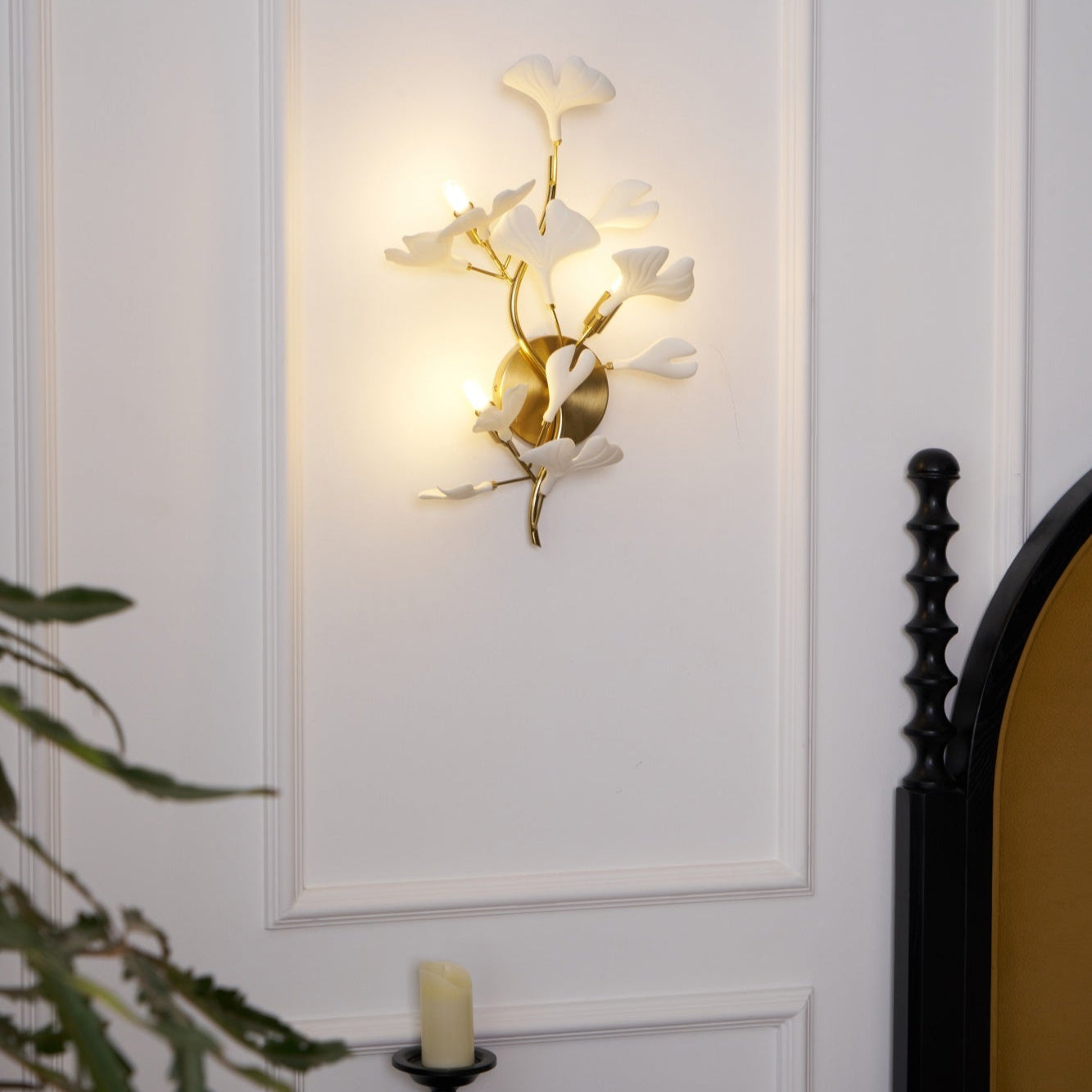 Veralon Ginkgo Ceramic Wall Light Finish Soft Matte Ambient Glow