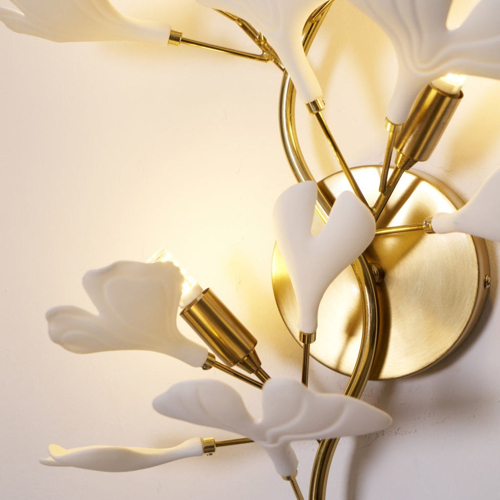 Veralon Ginkgo Ceramic Wall Light Finish Soft Matte Ambient Glow