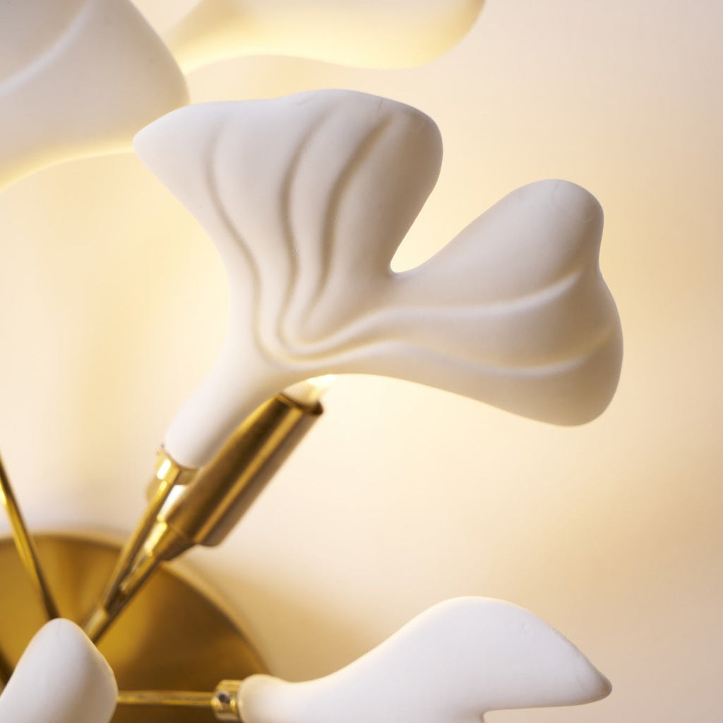 Veralon Ginkgo Ceramic Wall Light Finish Soft Matte Ambient Glow