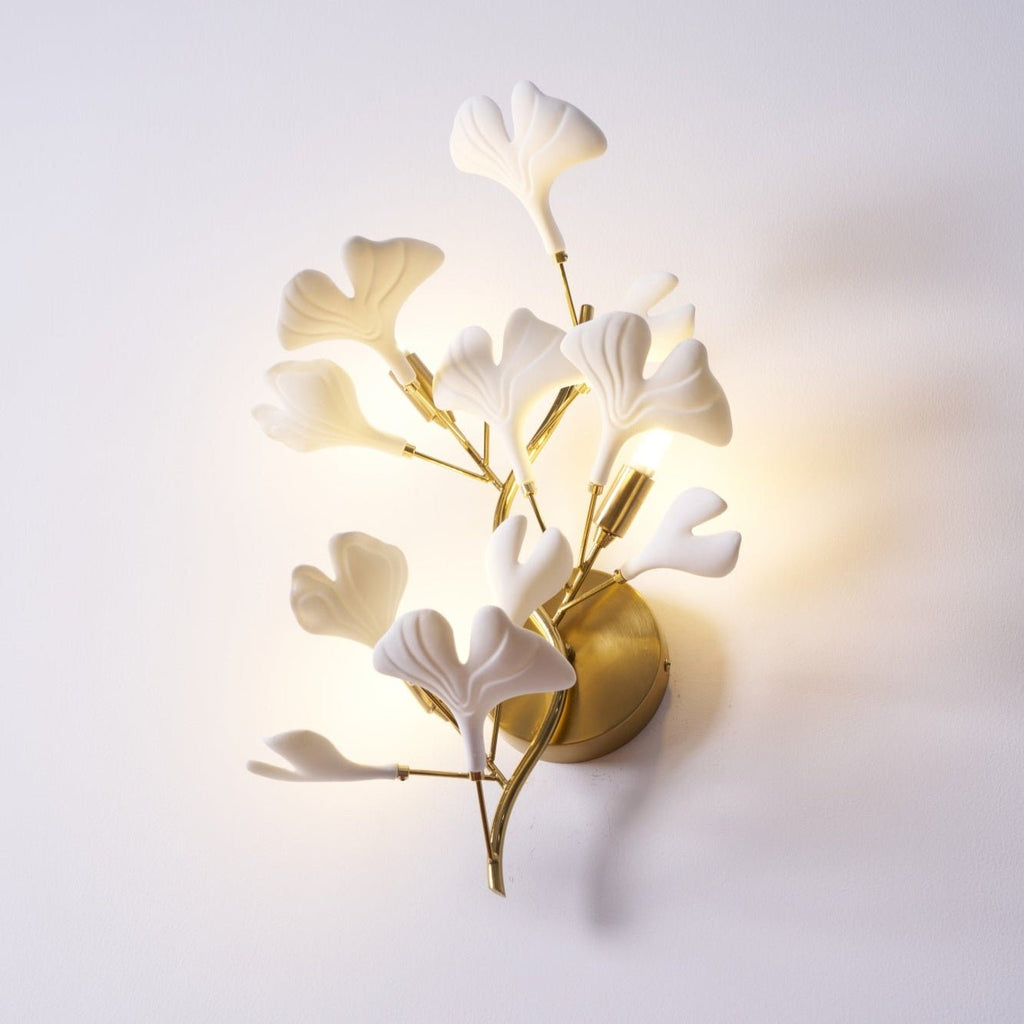 Veralon Ginkgo Ceramic Wall Light Finish Soft Matte Ambient Glow