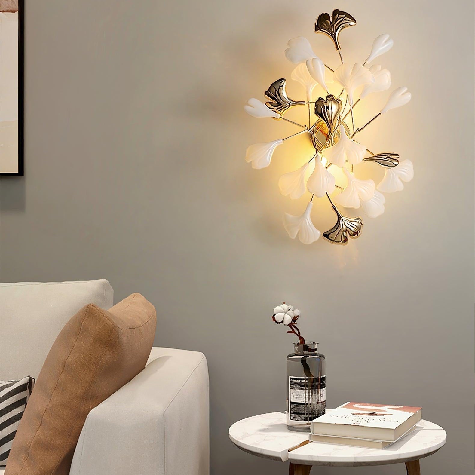 Veralon Ginkgo Ceramic Wall Light Finish Soft Matte Ambient Glow