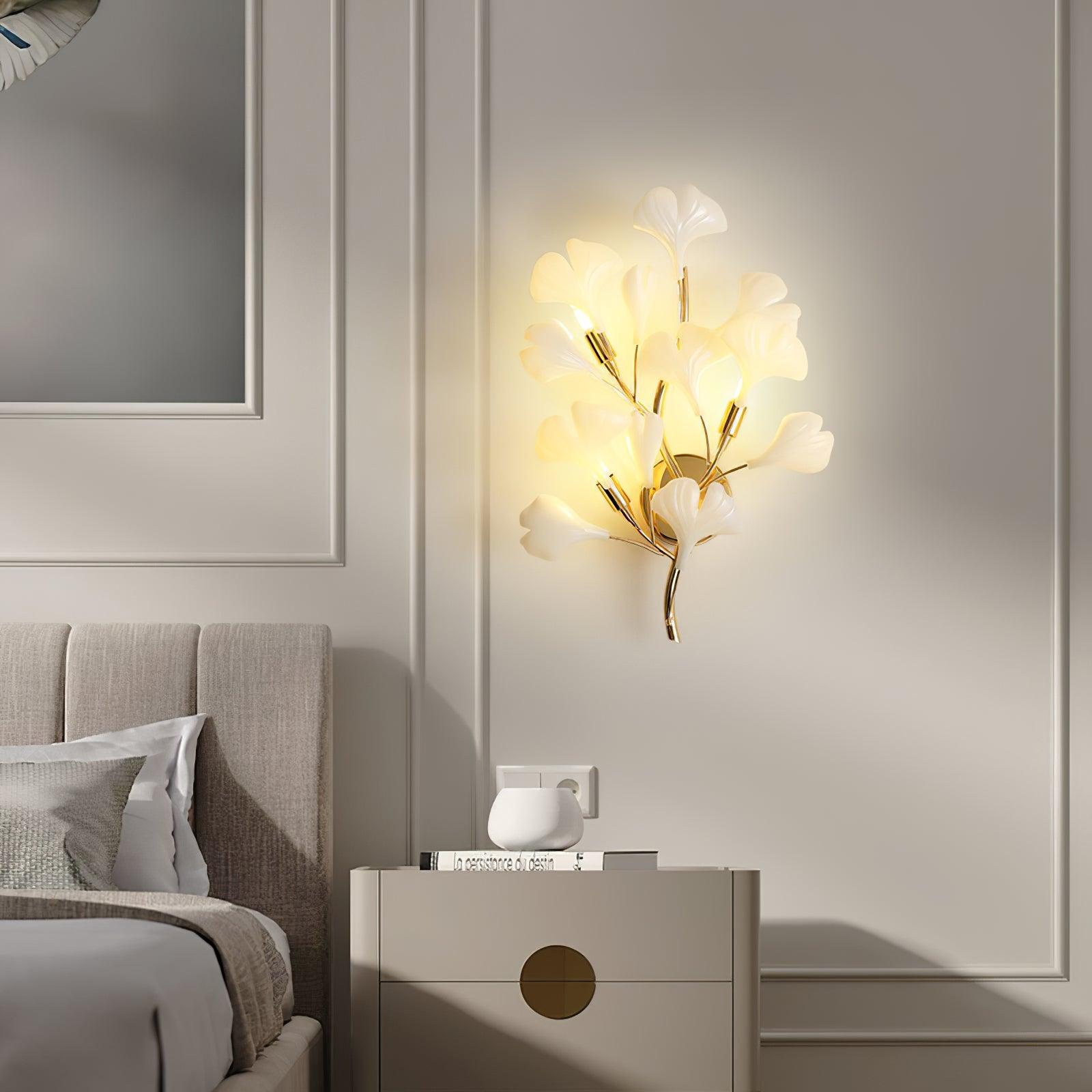 Veralon Ginkgo Ceramic Wall Light Finish Soft Matte Ambient Glow