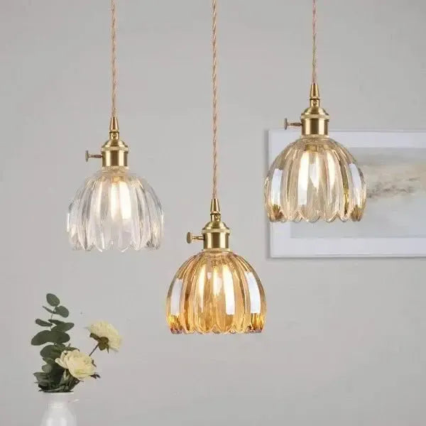 Sylara Glass Pendant Light With Flower Shape For Dining Areas