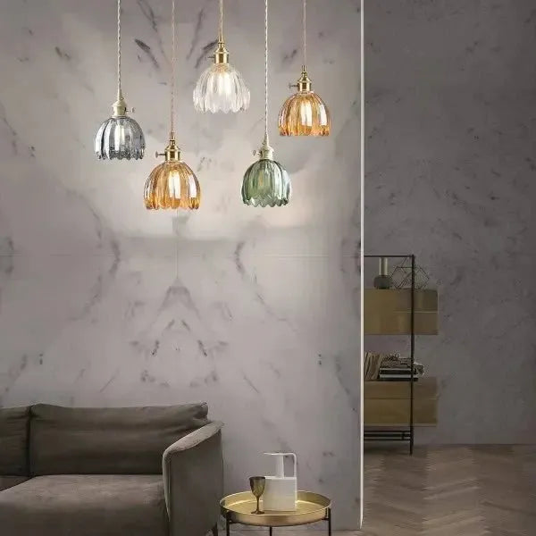 Sylara Glass Pendant Light With Flower Shape For Dining Areas