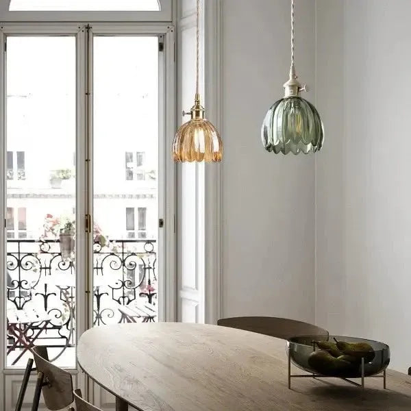 Sylara Glass Pendant Light With Flower Shape For Dining Areas