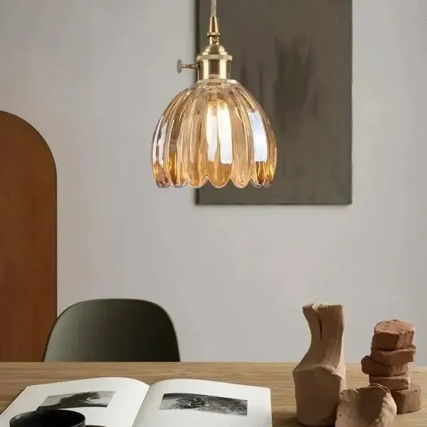Sylara Glass Pendant Light With Flower Shape For Dining Areas