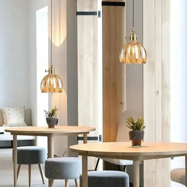 Sylara Glass Pendant Light With Flower Shape For Dining Areas