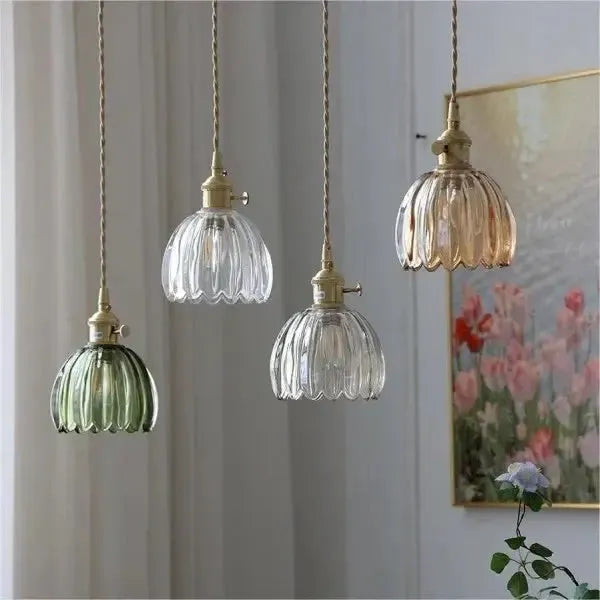 Sylara Glass Pendant Light With Flower Shape For Dining Areas