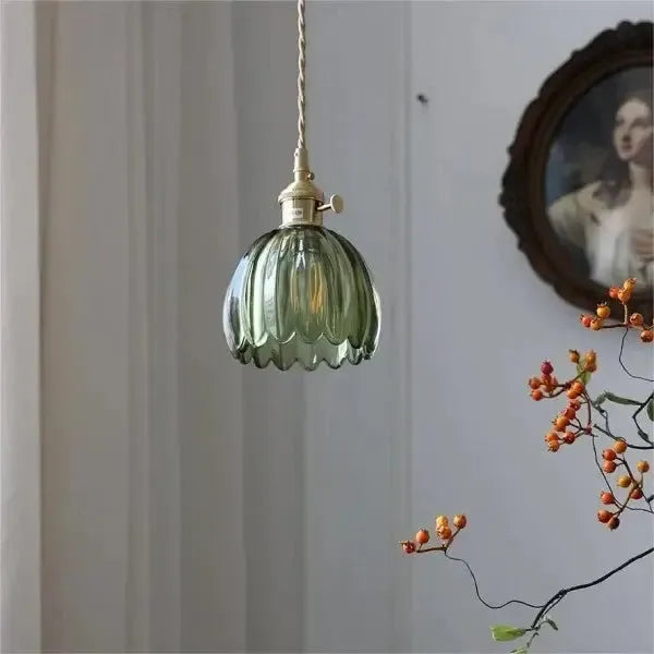 Sylara Glass Pendant Light With Flower Shape For Dining Areas