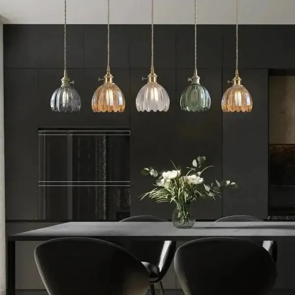 Sylara Glass Pendant Light With Flower Shape For Dining Areas