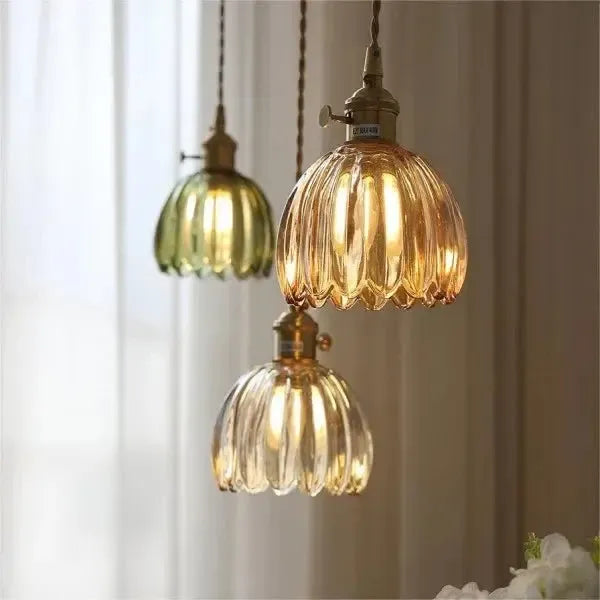 Sylara Glass Pendant Light With Flower Shape For Dining Areas