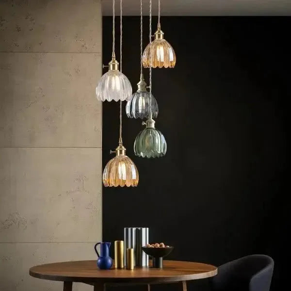 Sylara Glass Pendant Light With Flower Shape For Dining Areas